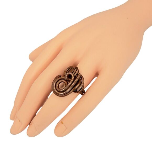 Copper Spiral Twist Statement Ring Sz 6 Art Deco Celtic Artesian - Picture 2 of 15